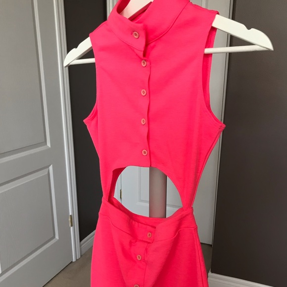 Nasty Gal Neon Pink Dress With Center Cutout - Picture 4 of 5
